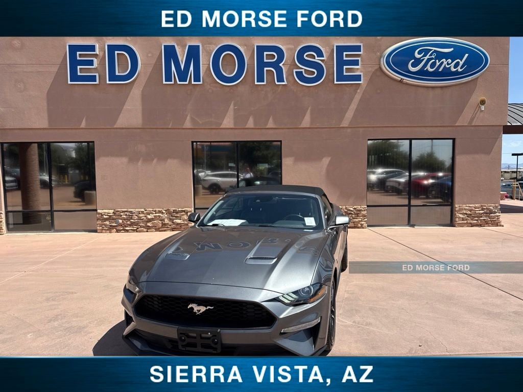 2023 Ford Mustang EcoBoost Premium in Gray Metallic — front three-quarter view