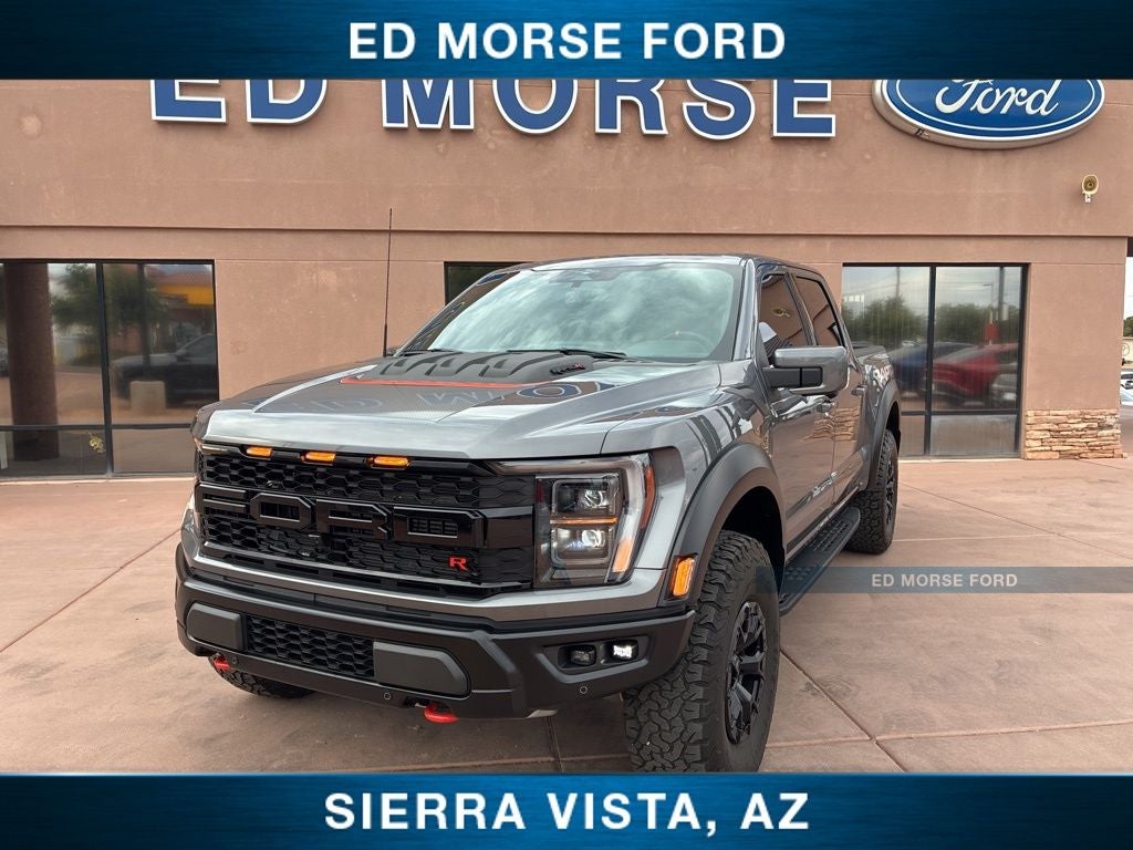 2023 Ford F-150 Raptor in Gray Metallic — front three-quarter view