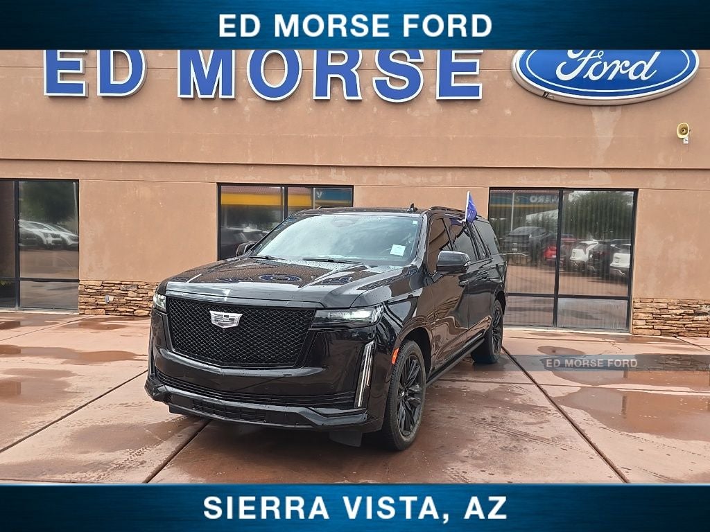 2023 Cadillac Escalade ESV Sport Platinum in Black Raven — front three-quarter view