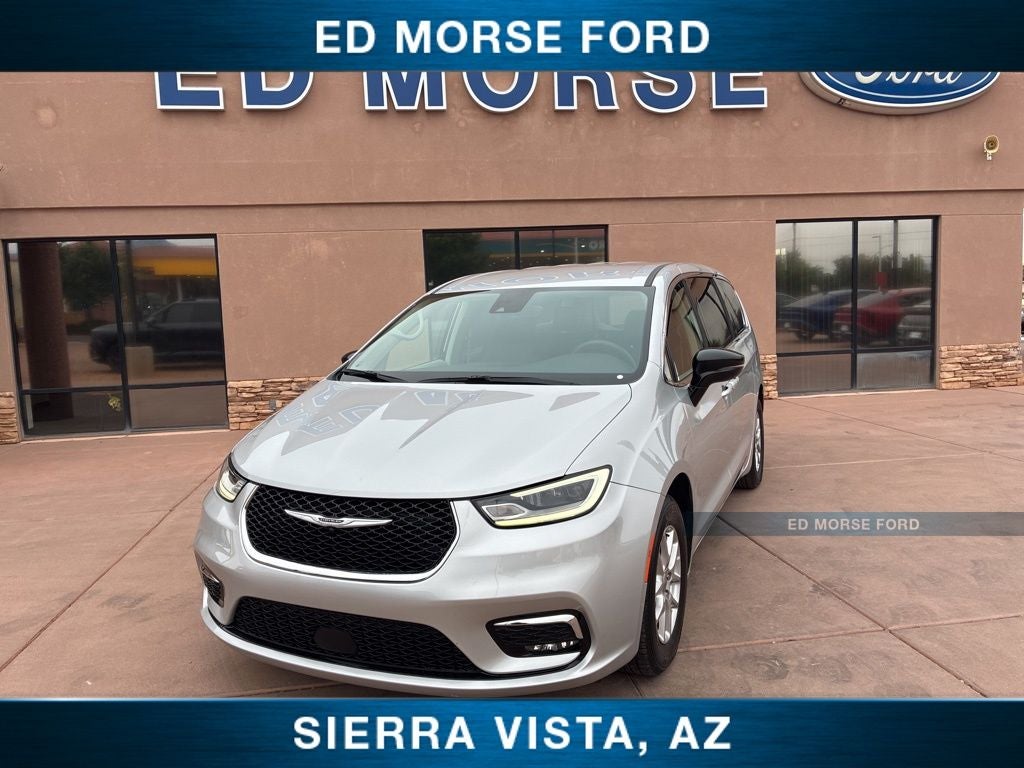 2024 Chrysler Pacifica Touring L in Silver Mist Clearcoat — front three-quarter view