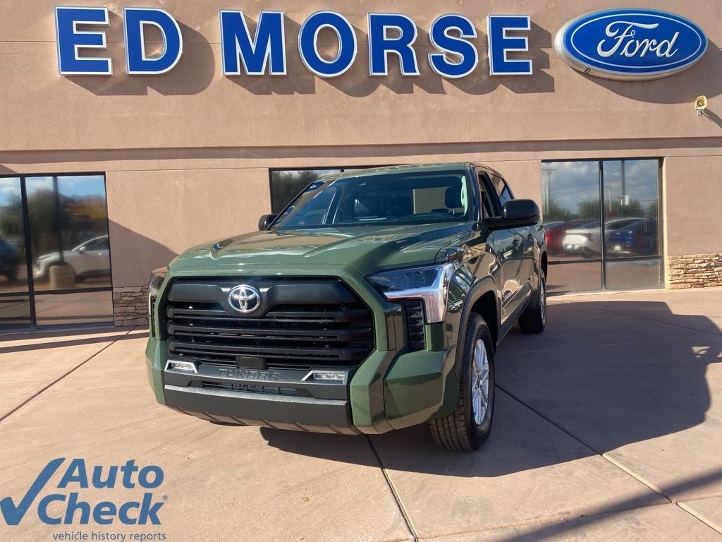 2023 Toyota Tundra SR5 in Army Green — front three-quarter view