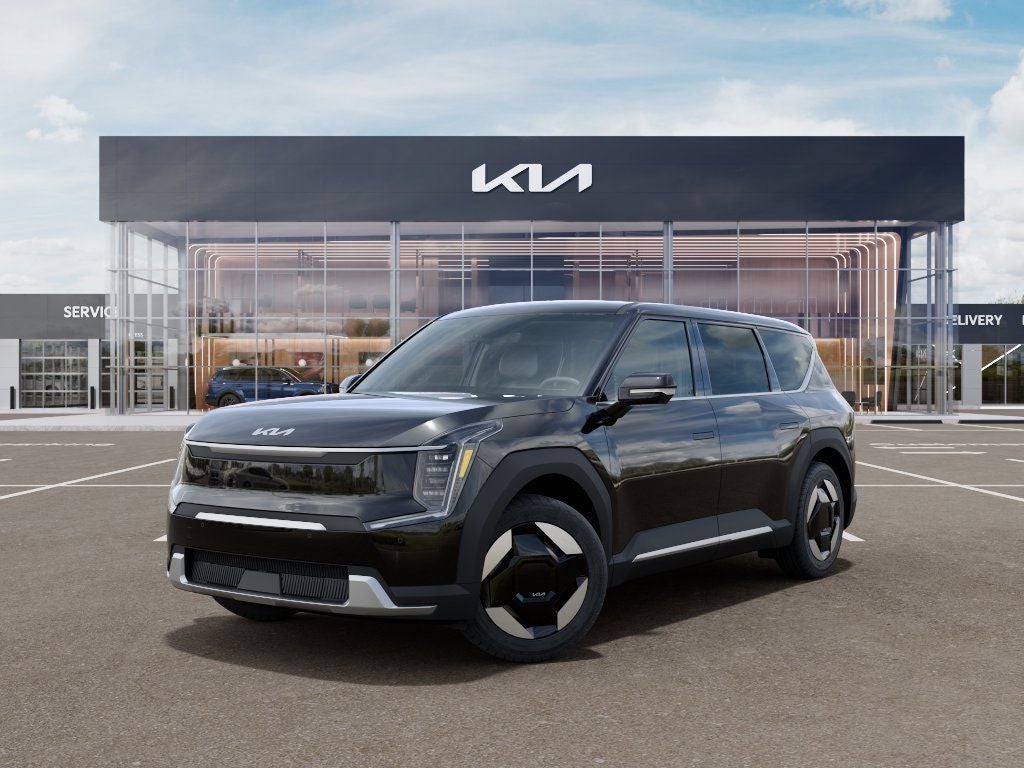 2026 Kia EV9 Light in Ebony Black — front three-quarter view