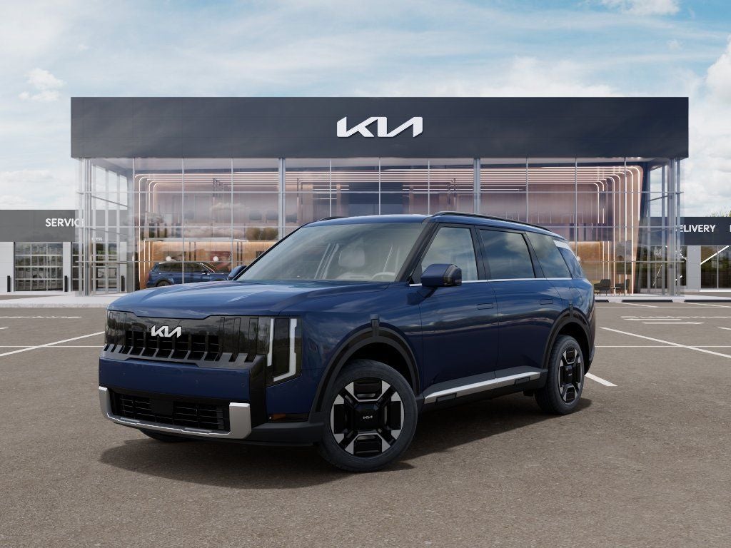 2027 Kia Telluride Hybrid EX in Midnight Lake Blue — front three-quarter view
