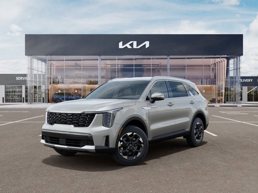 2026 Kia Sorento S in Ivory Silver — front three-quarter view