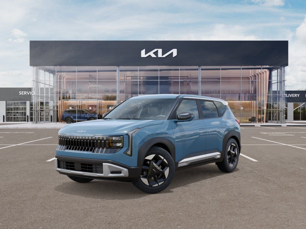 2027 Kia Seltos EX in Frost Blue — front three-quarter view