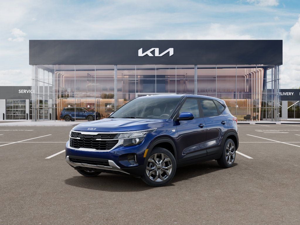 2026 Kia Seltos LX in Dark Ocean Blue — front three-quarter view