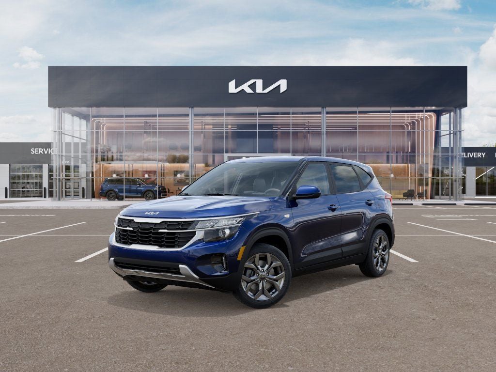 2026 Kia Seltos LX in Dark Ocean Blue — front three-quarter view