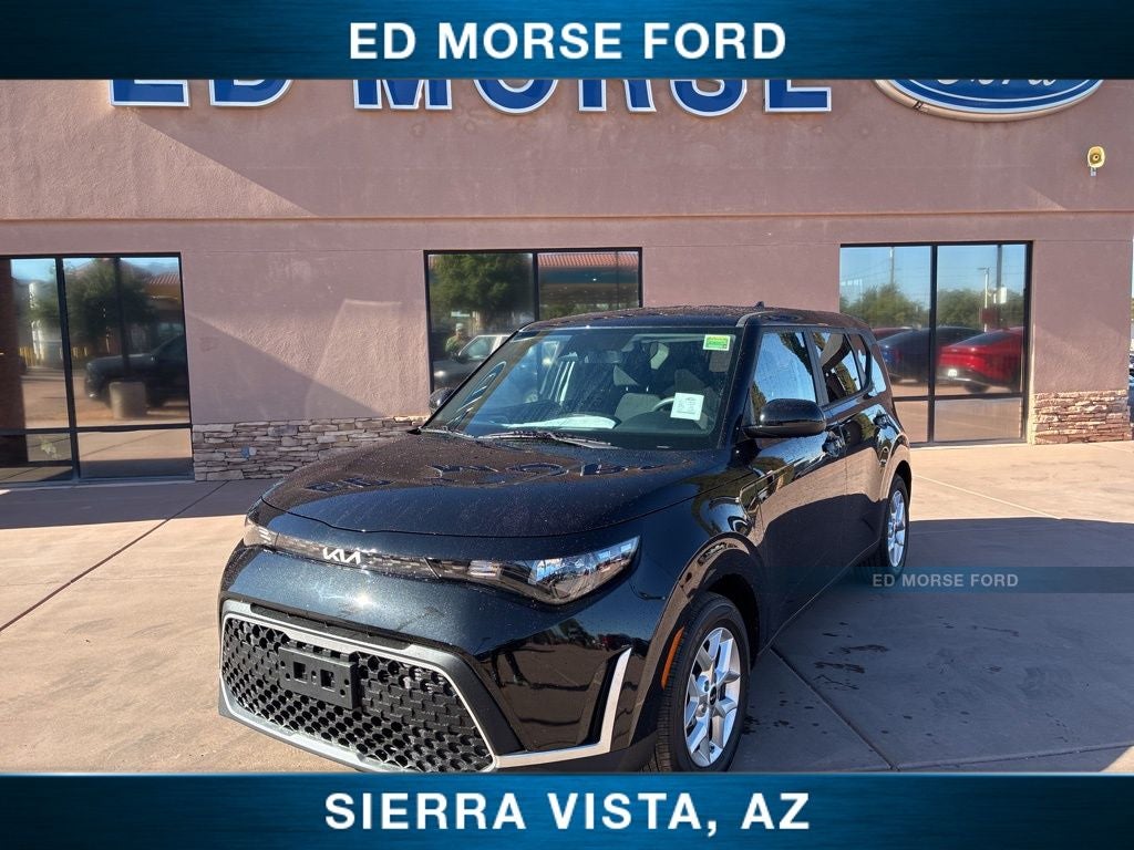 2025 Kia Soul LX in Black — front three-quarter view