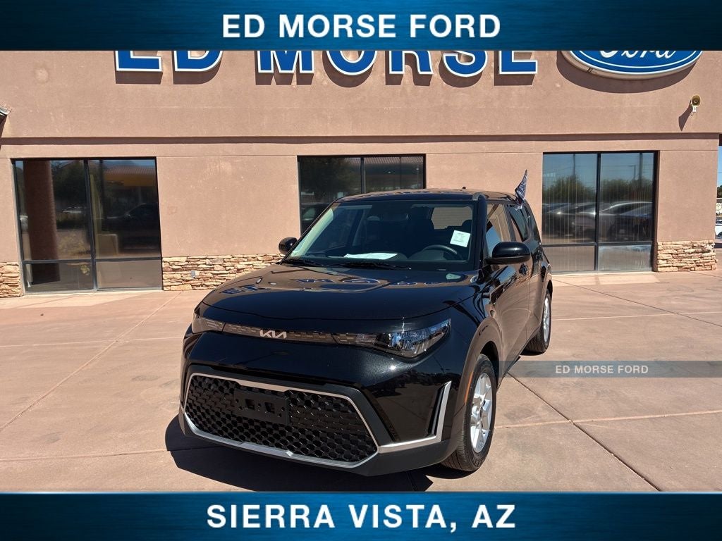 2025 Kia Soul LX in Black — front three-quarter view