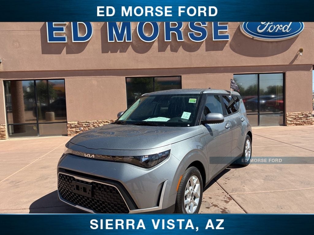 2025 Kia Soul LX in Gray — front three-quarter view